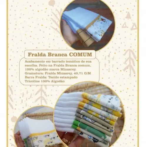 10x Fraldinha Boca, Babete, 100% Algodão, Enxoval do Bebê.