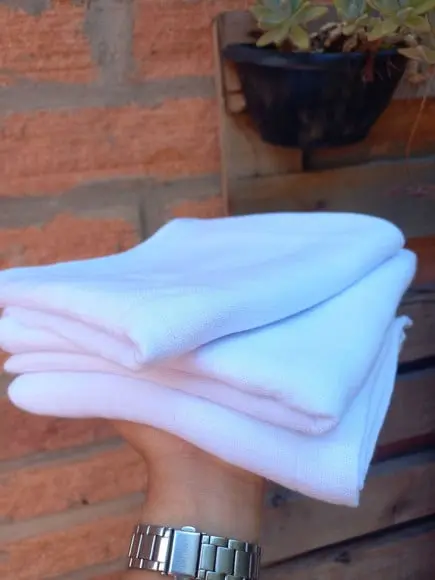 15x Fralda Premium de Pano Branca Algodão com Bainha 30x40