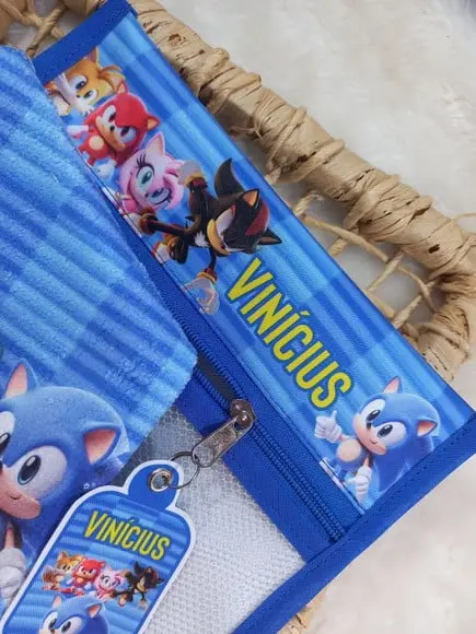 2x Estojo Higiene Bucal Sonic com 2x Toalhinha Personalizada