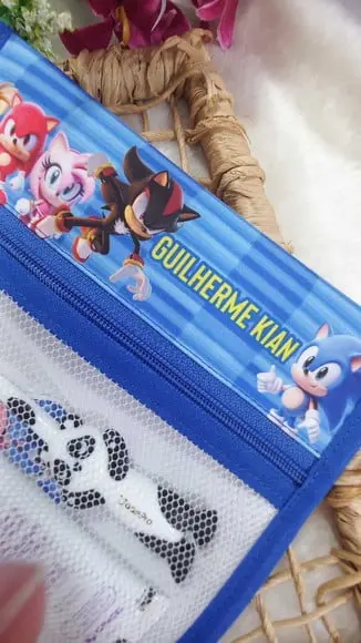 2x Estojo Higiene Bucal Personalizado Sonic Lista Escolar