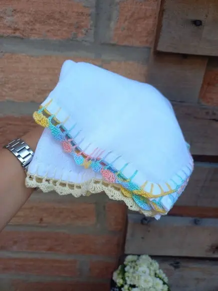 2x Fralda de Boca Crochê 100% Algodão Babita Paninho Bebê