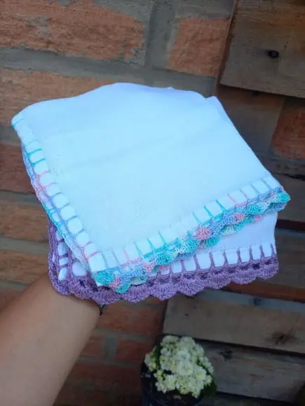 2x Fralda de Boca Crochê 100% Algodão Babita Paninho Bebê