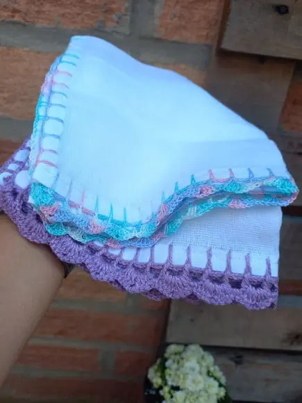 2x Fralda de Boca Crochê 100% Algodão Babita Paninho Bebê