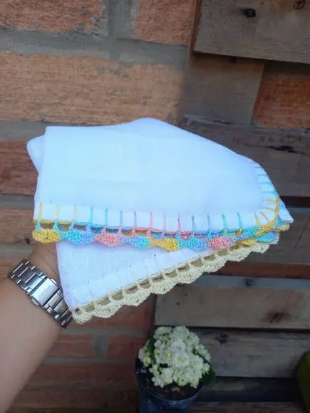2x Fralda de Boca Crochê 100% Algodão Babita Paninho Bebê