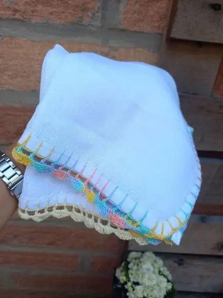 2x Fralda de Boca Crochê 100% Algodão Babita Paninho Bebê