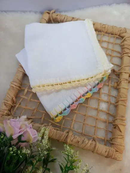 2x Fralda de Boca Crochê 100% Algodão Babita Paninho Bebê
