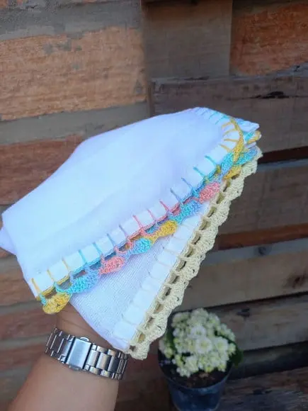 2x Fralda de Boca Crochê 100% Algodão Babita Paninho Bebê