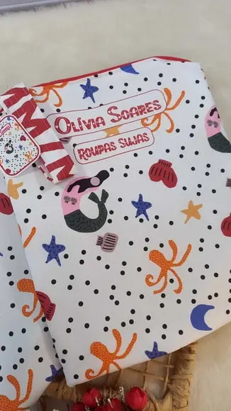 2x Saquinho para Roupas Suja e Limpa Personalizado Escolinha