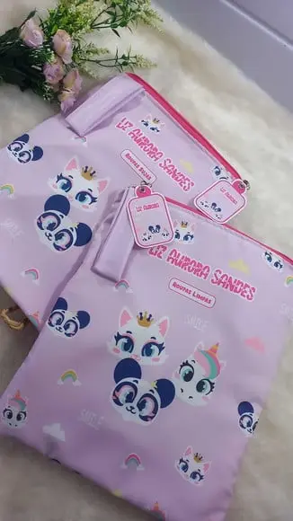 2x Saquinho Roupas 1x Estojo Higiene Bucal, Personalizado.