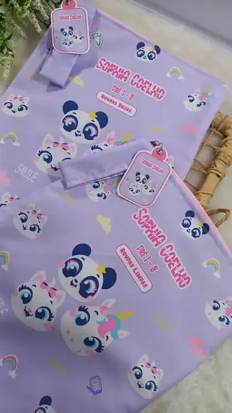 2x Saquinho para Roupas Suja e Limpa Puket Multi Bichos