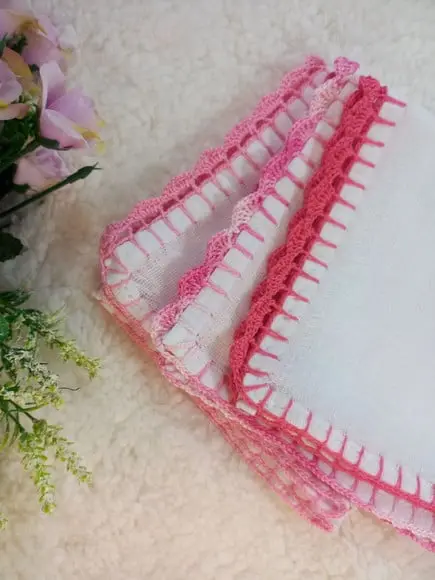 3x Fralda de Boca Crochê 100% Algodão Babita Paninho Bebê