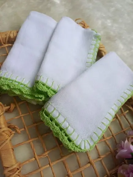 3x Fralda de Boca Crochê 100% Algodão Babita Paninho Bebê