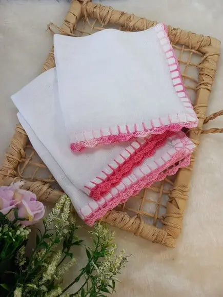 3x Fralda de Boca Crochê 100% Algodão Babita Paninho Bebê