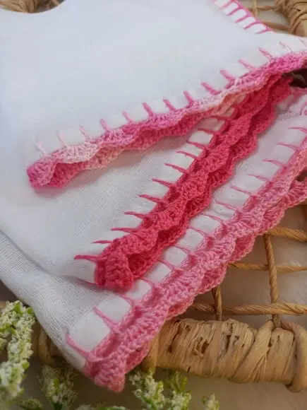 3x Fralda de Boca Crochê 100% Algodão Babita Paninho Bebê