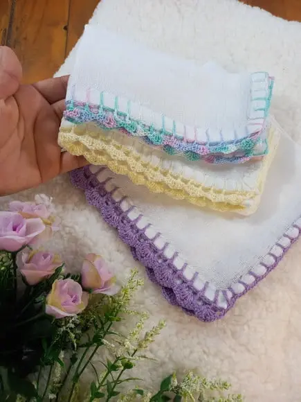 3x Fralda de Boca Crochê 100% Algodão Babita Paninho Bebê