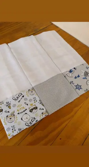 3x Fralda Ombro Pano Babete 100% Algodão Enxoval do Bebê.