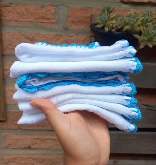 5x Fralda de Boca Crochê 100% Algodão Babita Paninho Bebê