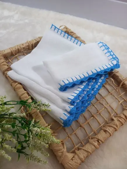 5x Fralda de Boca Crochê 100% Algodão Babita Paninho Bebê