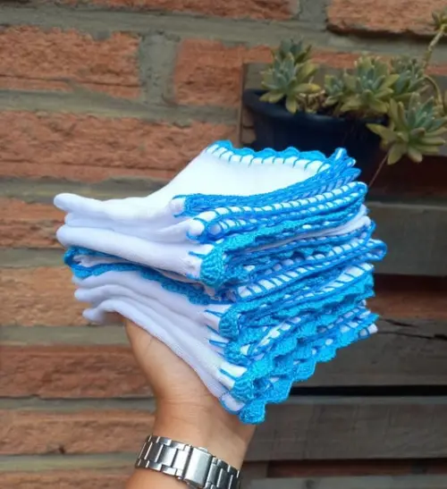5x Fralda de Boca Crochê 100% Algodão Babita Paninho Bebê