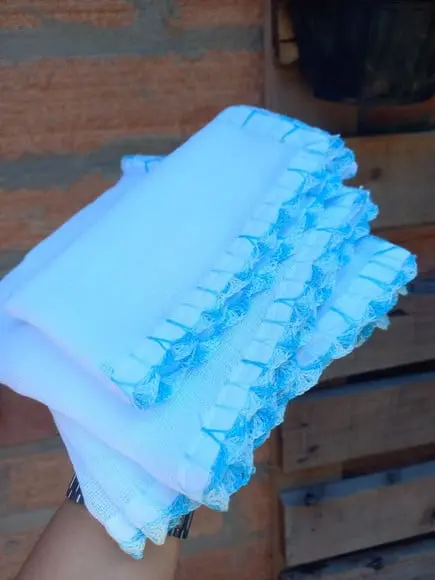 5x Fralda de Boca Crochê 100% Algodão Babita Paninho Bebê