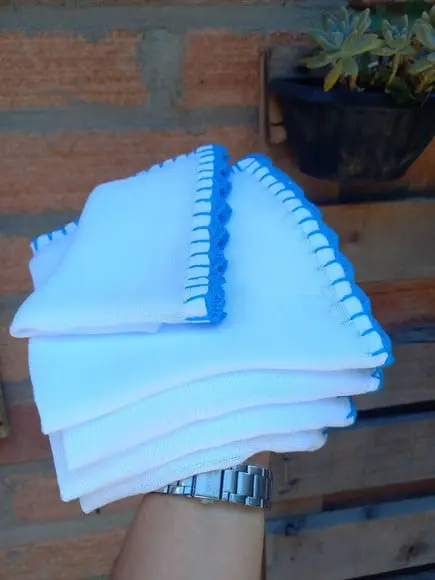 5x Fralda de Boca Crochê 100% Algodão Babita Paninho Bebê