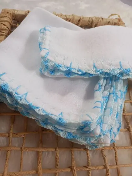 5x Fralda de Boca Crochê 100% Algodão Babita Paninho Bebê