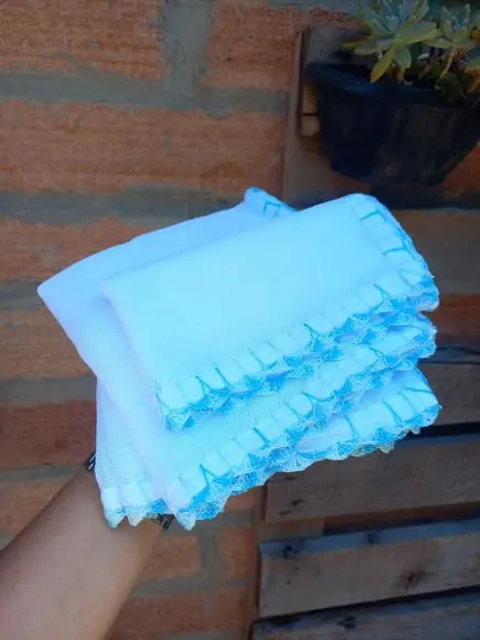 5x Fralda de Boca Crochê 100% Algodão Babita Paninho Bebê