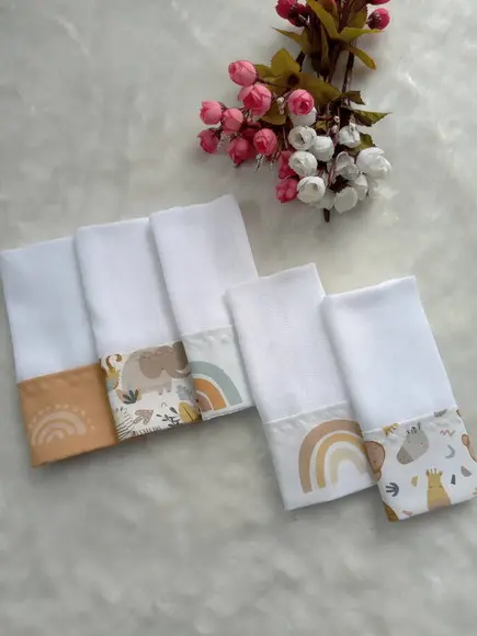 5x Fraldinha Boca Comum, Babete 100% Algodão Enxoval do Bebê