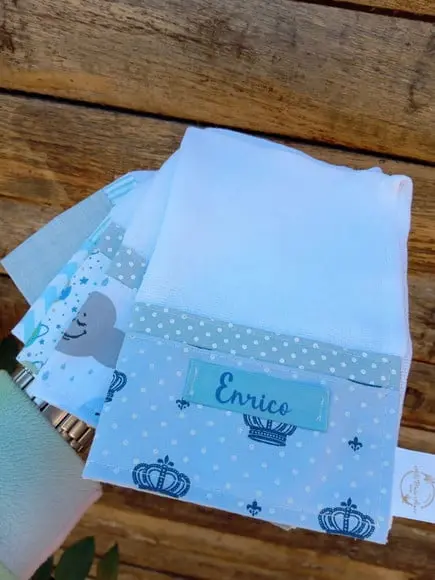 5x Fraldinha Boca Personaliza 100% Algodão Pano do Bebê.