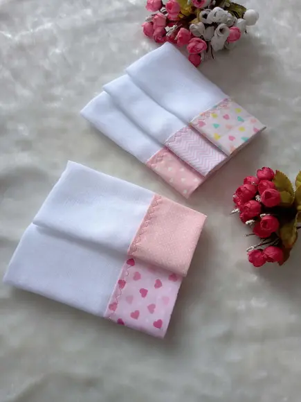 5x Fraldinha Comum Boca Babete 100% Algodão Enxoval do Bebê.