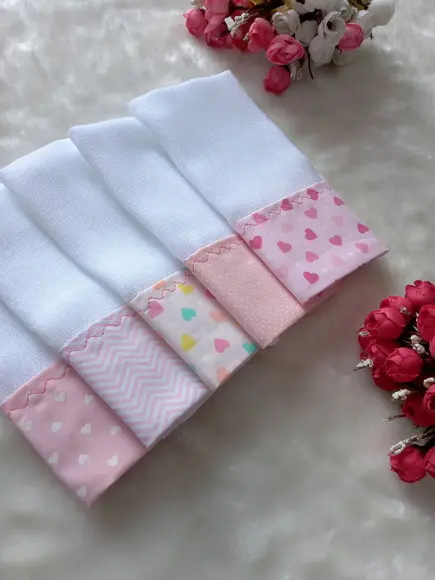 5x Fraldinha Comum Boca Babete 100% Algodão Enxoval do Bebê.