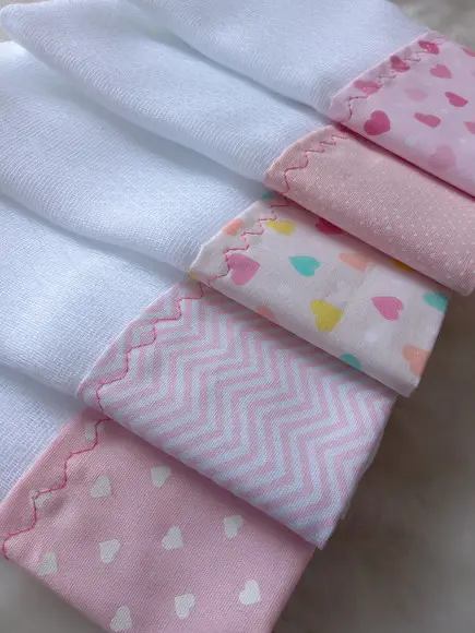 5x Fraldinha Comum Boca Babete 100% Algodão Enxoval do Bebê.