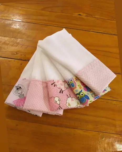 5x Fraldinha Pano Boca Babete 100% Algodão, Enxoval do Bebê.