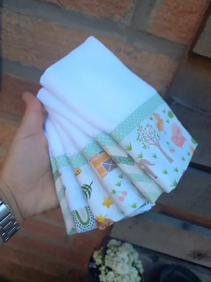 6x Fralda Pano, Boca, Babete, 100% Algodão, Enxoval do Bebê.