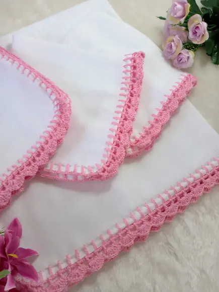 Conjunto, Fraldas de Pano Grossa Premium em Crochê.