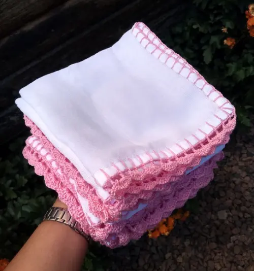 Conjunto, Fraldas de Pano Grossa Premium em Crochê.