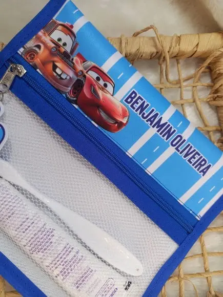 Estojo Higiene Bucal Personalizado Carros Nome Lista Escolar