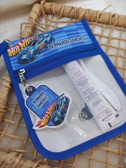 Estojo Higiene Bucal Personalizado Hot Wheels Nome com Alça