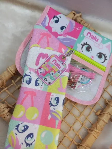 Estojo Higiene Bucal Personalizado Puket Gatinha Toalhinha.