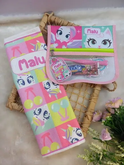 Estojo Higiene Bucal Personalizado Puket Gatinha Toalhinha.