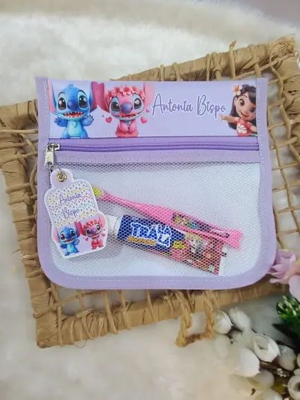 Estojo Higiene Bucal Personalizado Stitch, Angel