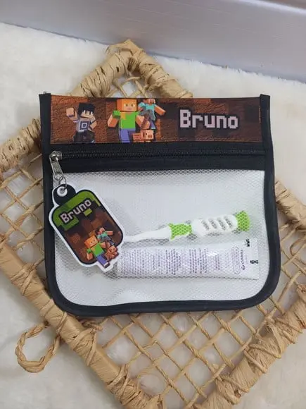 Estojo Higiene Bucal Personalizado Tema Nome Lista Escolar