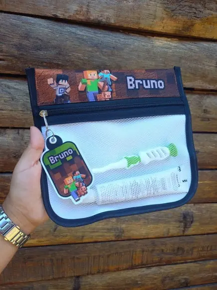 Estojo Higiene Bucal Personalizado Tema Nome Lista Escolar
