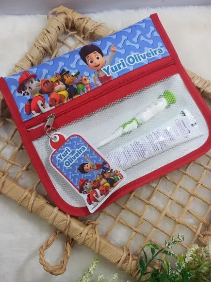 Estojo Higiene Bucal Personalizado Tema Nome Lista Escolar