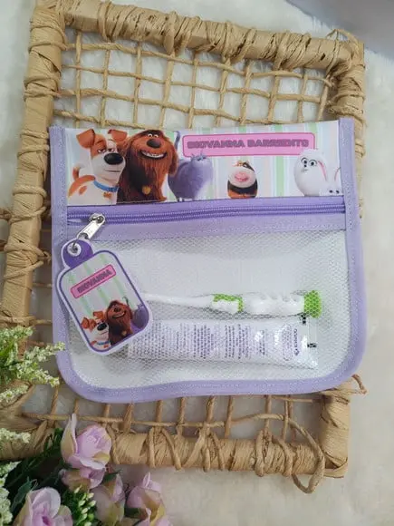 Estojo Higiene Bucal Personalizado Tema Nome Lista Escolar