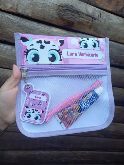 Estojo Higiene Bucal Personalizado Tema Nome Lista Escolar