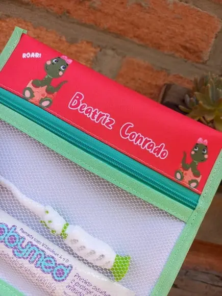 Estojo Higiene Bucal Personalizado Tema Nome Lista Escolar