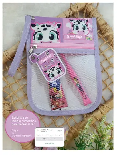 Estojo Higiene Bucal Personalizado Tema Nome Lista Escolar