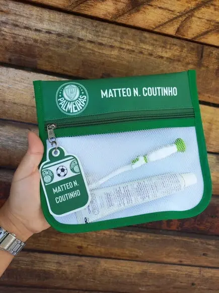 Estojo Higiene Bucal Personalizado Tema Palmeiras Escolar