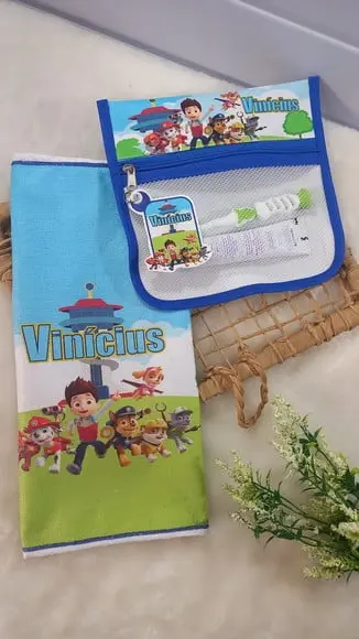 Estojo, Higiene Bucal Personalizado com Toalhinha, Escolinha